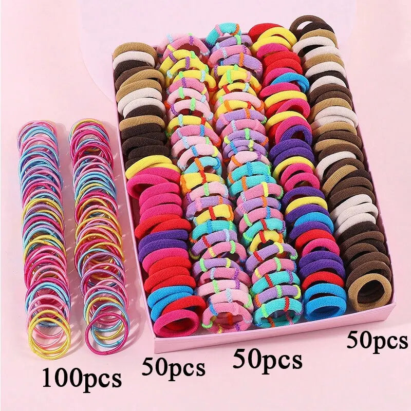 250/300 ks Dievčenské farebné gumičky do vlasov Súprava Nylonová elastická gumička Detský držiak do chvosta Scrunchies Detské vlasové doplnky