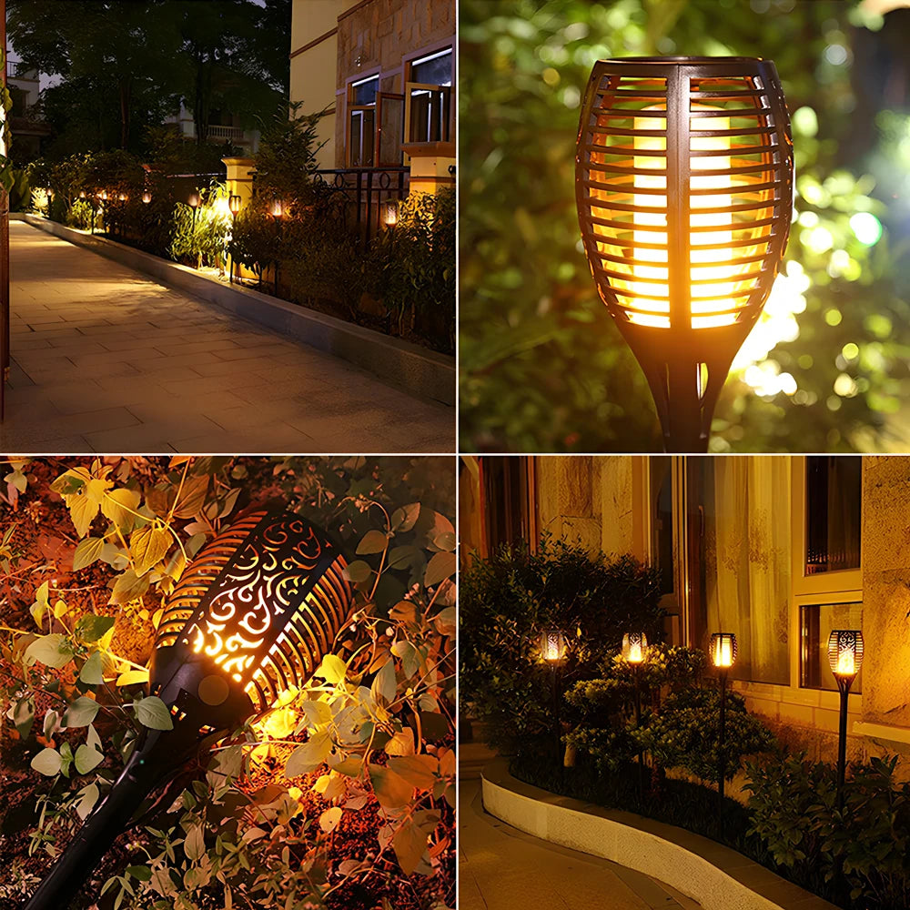 1/2/4/8 ks Svietidlá so solárnym plameňom 12LED žiaroviek Blikajúce Vodotesné Záhradné Dekorácie Vonkajšie Trávnikové Cestičky Dvor Patio Nočné podlahové svietidlá