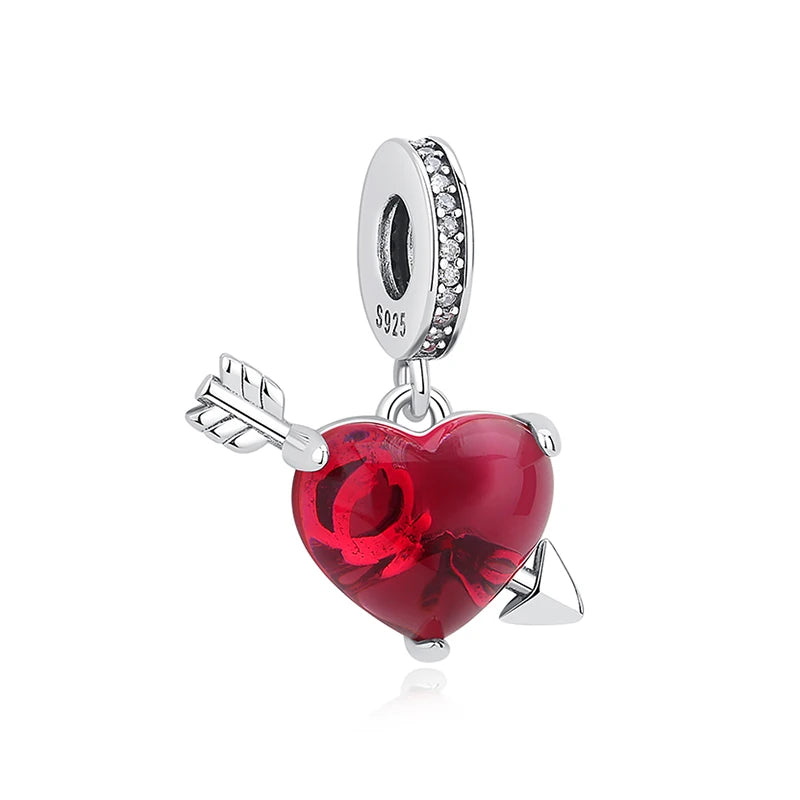 Originálne 925 Sterling Silver Charms Love Heart Korytnačka Murano Glass Prívesok Korálky Fit Pan náramok Náhrdelník Šperky pre ženy