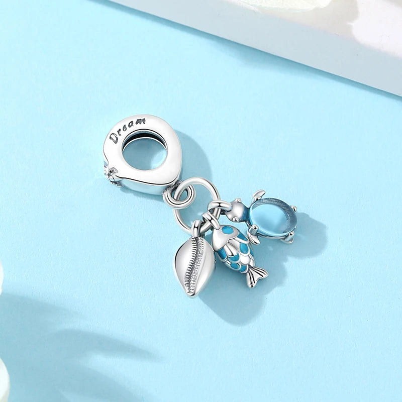 Originálne 925 Sterling Silver Charms Love Heart Korytnačka Murano Glass Prívesok Korálky Fit Pan náramok Náhrdelník Šperky pre ženy
