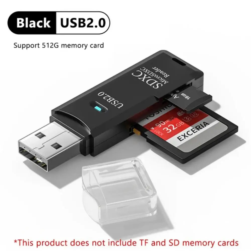Multifunkčná vysokorýchlostná čítačka kariet 2 v 1 USB 3.0/2.0 Podporuje počítač TF+SD, fotoaparát tabletu, laptop, montáž do auta