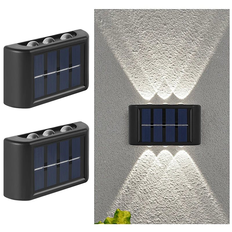 6LED solárne svetlá, vonkajšia vodotesná nástenná lampa s atmosférou, ovládanie svetla hore a dole pre záhradu Yard Street Balcony Terrace Deco