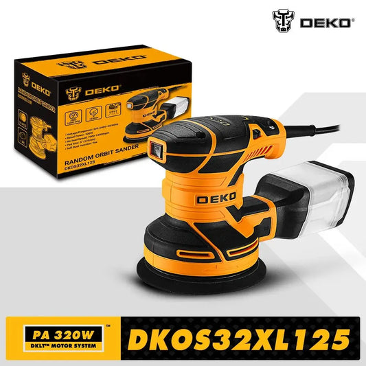 DEKO DKOS32XL125 320W Rýchlosť 14000pm Excentrická brúska Home Urob si sám Carpenter Strong Dust Collection Leštička