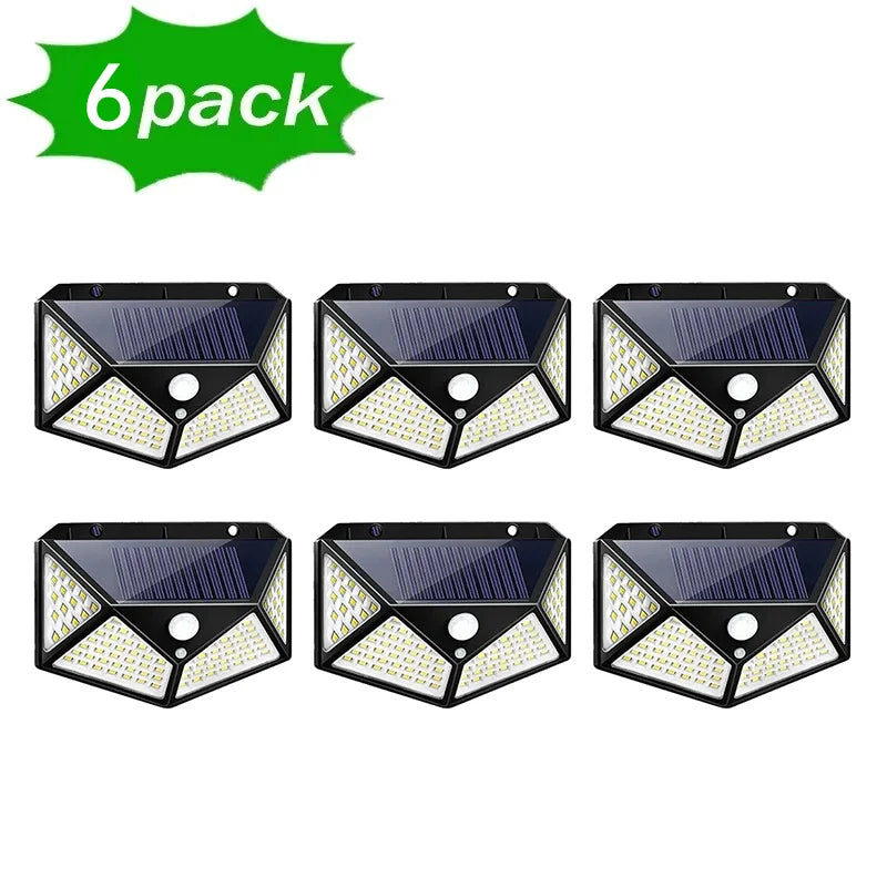 6 kusov 100 LED reflektorov Solárna lampa Pohybový senzor Vonkajšia záhradná dekorácia Solárne LED osvetlenie senzorom Vodotesný reflektor