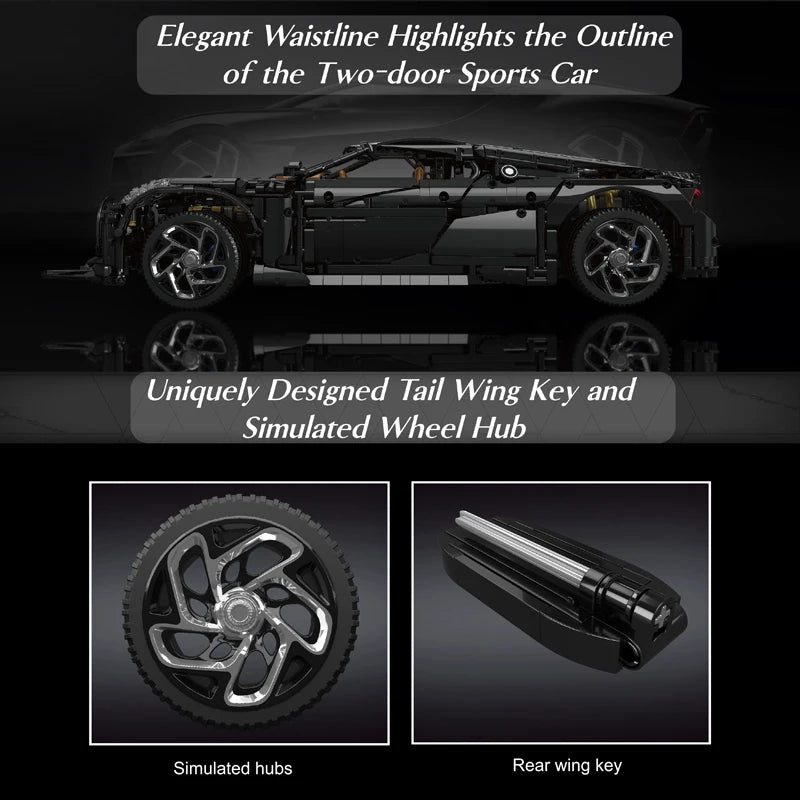 Mold King 13163 technický stavebný blok auta Diaľkové ovládanie La Voiture Noire Modely športových pretekárskych áut Hračky pre deti Vianočný darček