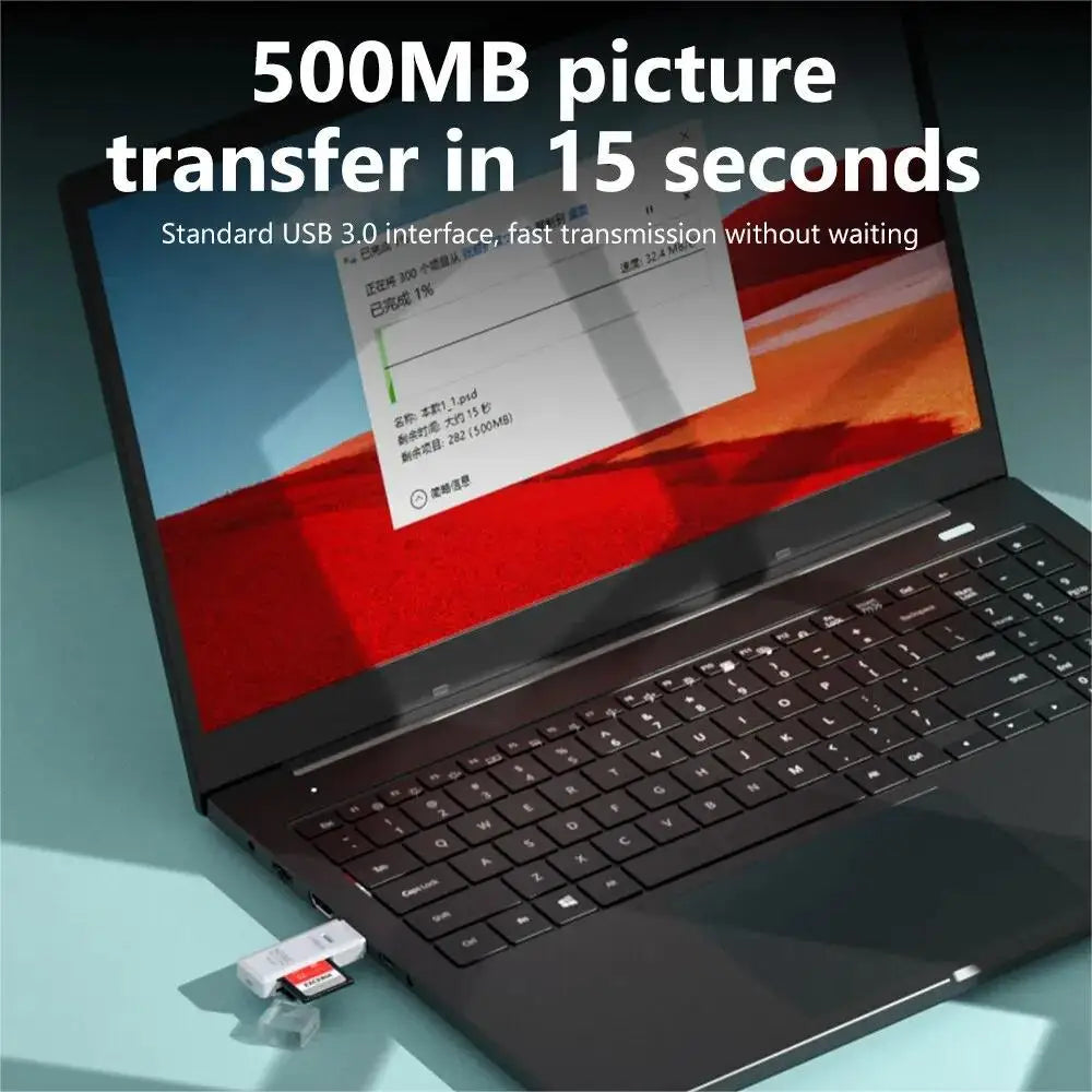 Multifunkčná vysokorýchlostná čítačka kariet 2 v 1 USB 3.0/2.0 Podporuje počítač TF+SD, fotoaparát tabletu, laptop, montáž do auta