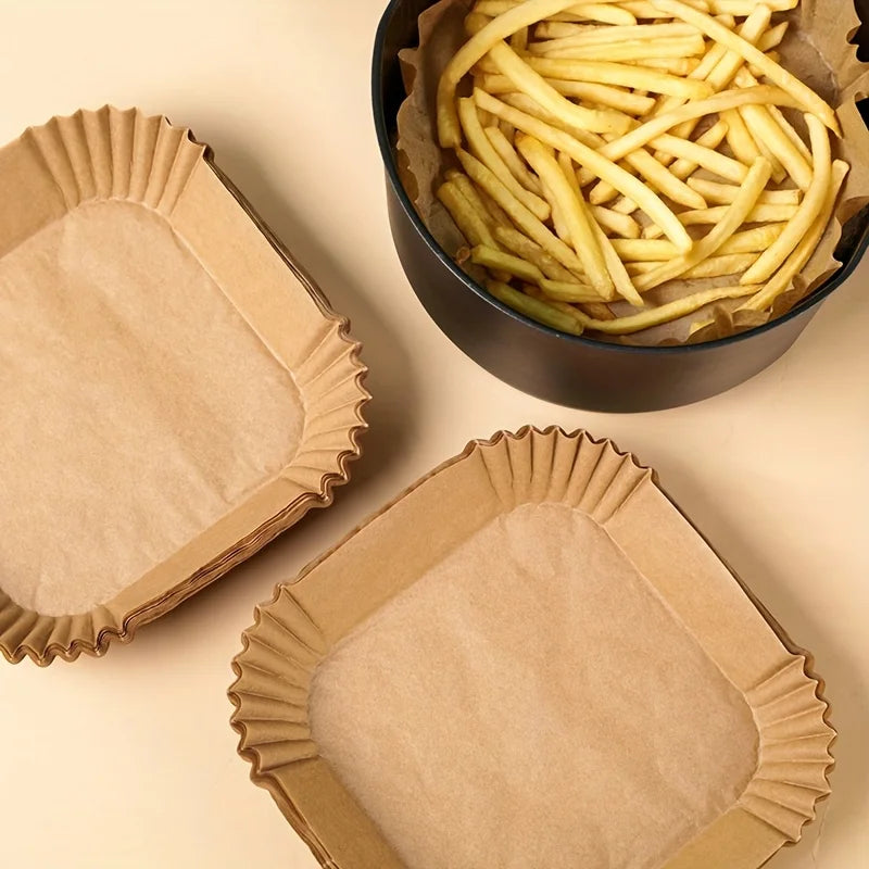 50/100 ks Špeciálny papier pre vzduchovú fritézu Papier na silikónový olej Papier na absorbovanie oleja Špeciálna papierová podložka na papierový tanier pre domácnosť