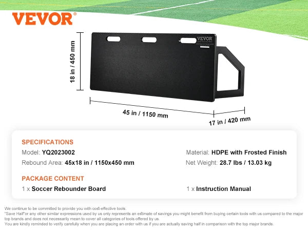 VEVOR futbalová odrazová doska Prenosná futbalová stena s 2 uhlami odrazová skladacia HDPE odrazová doska so spätným rázom