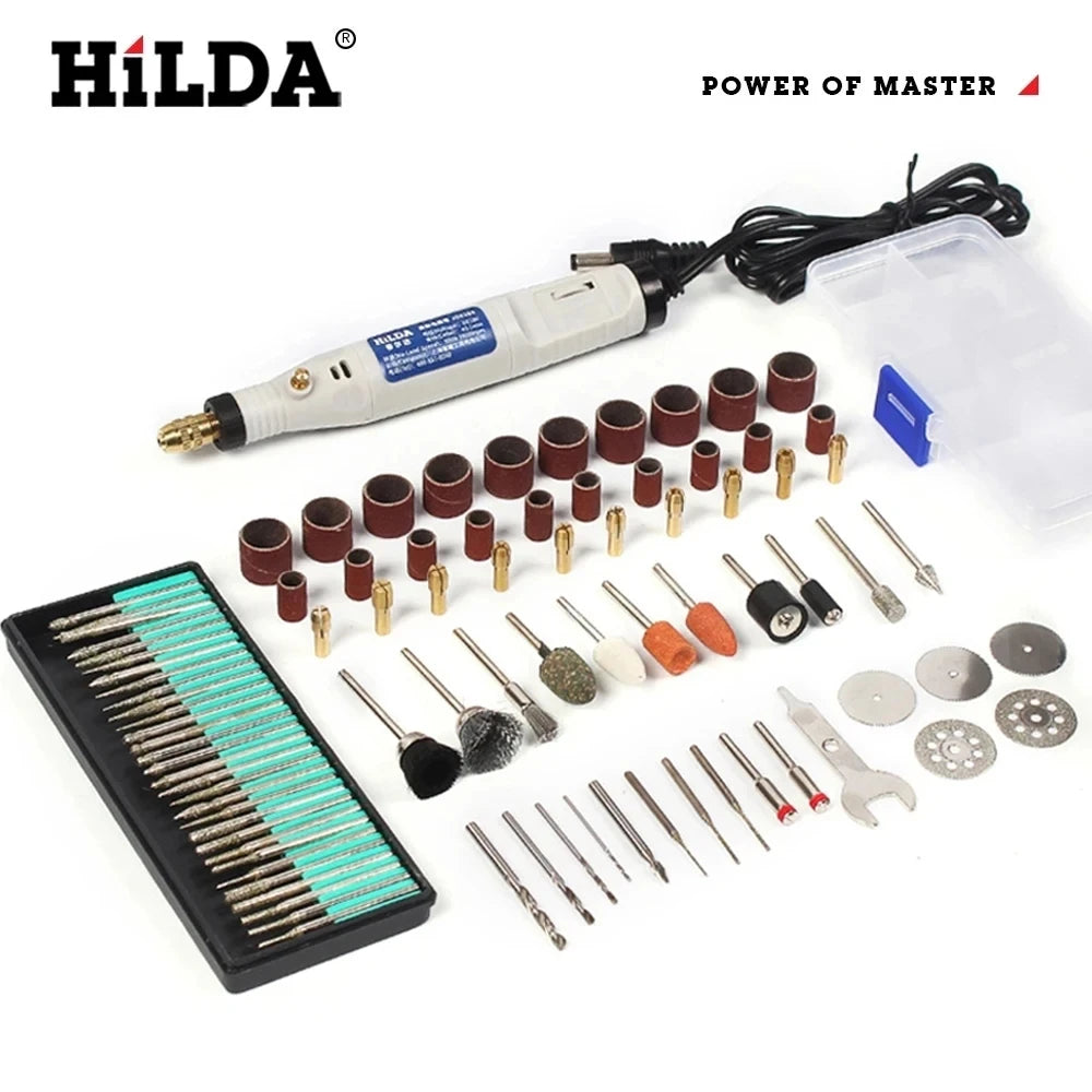 HILDA 18V gravírovacie pero Mini vŕtačka Rotačný nástroj s brúsnym príslušenstvom Set Multifunkčné mini gravírovacie pero