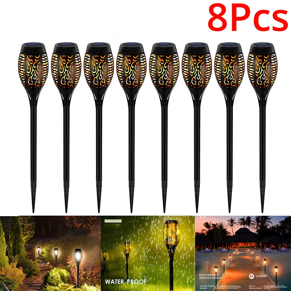 1/2/4/8 ks Svietidlá so solárnym plameňom 12LED žiaroviek Blikajúce Vodotesné Záhradné Dekorácie Vonkajšie Trávnikové Cestičky Dvor Patio Nočné podlahové svietidlá