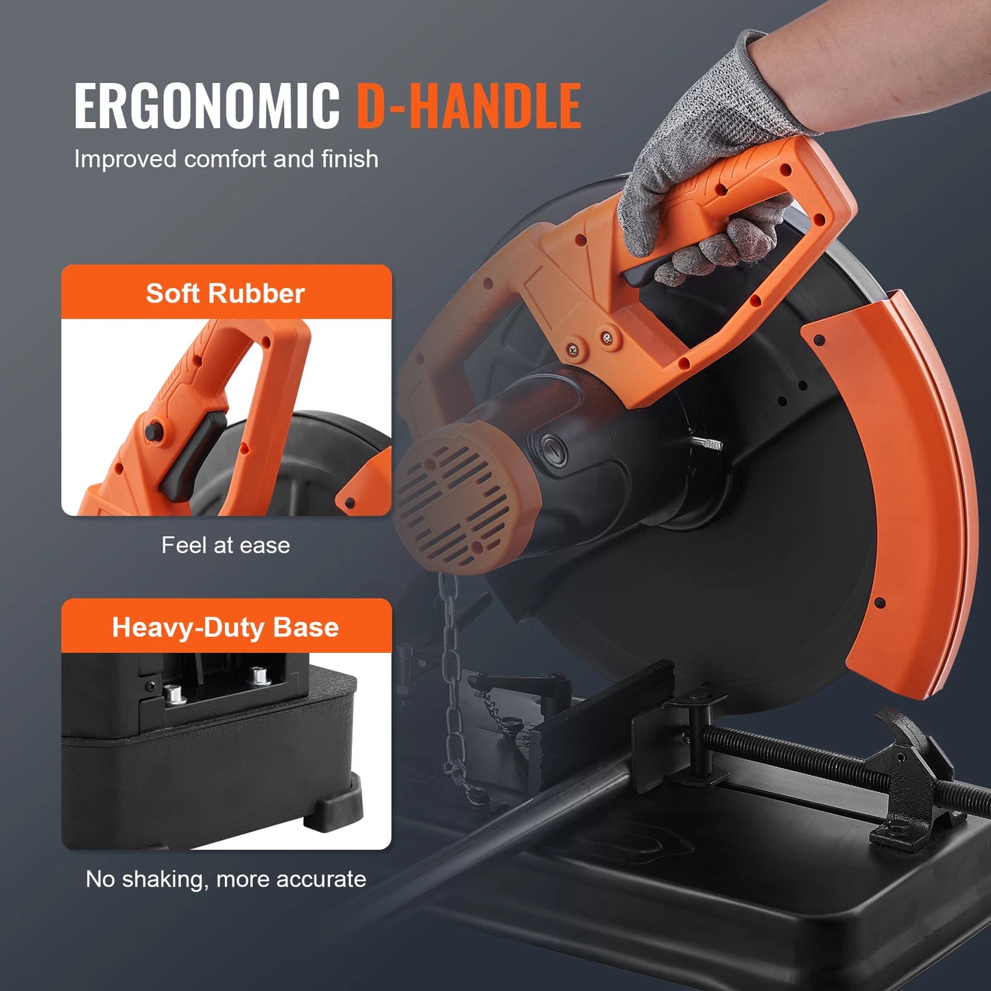 VEVOR 2300W Brúsna Píla 14"/355 mm Priemer kotúča Rezacia píla Oceľový rezací stroj 0-45° Pokosová píla s nastaviteľným uhlom