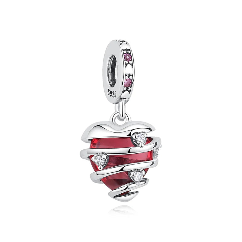 Originálne 925 Sterling Silver Charms Love Heart Korytnačka Murano Glass Prívesok Korálky Fit Pan náramok Náhrdelník Šperky pre ženy