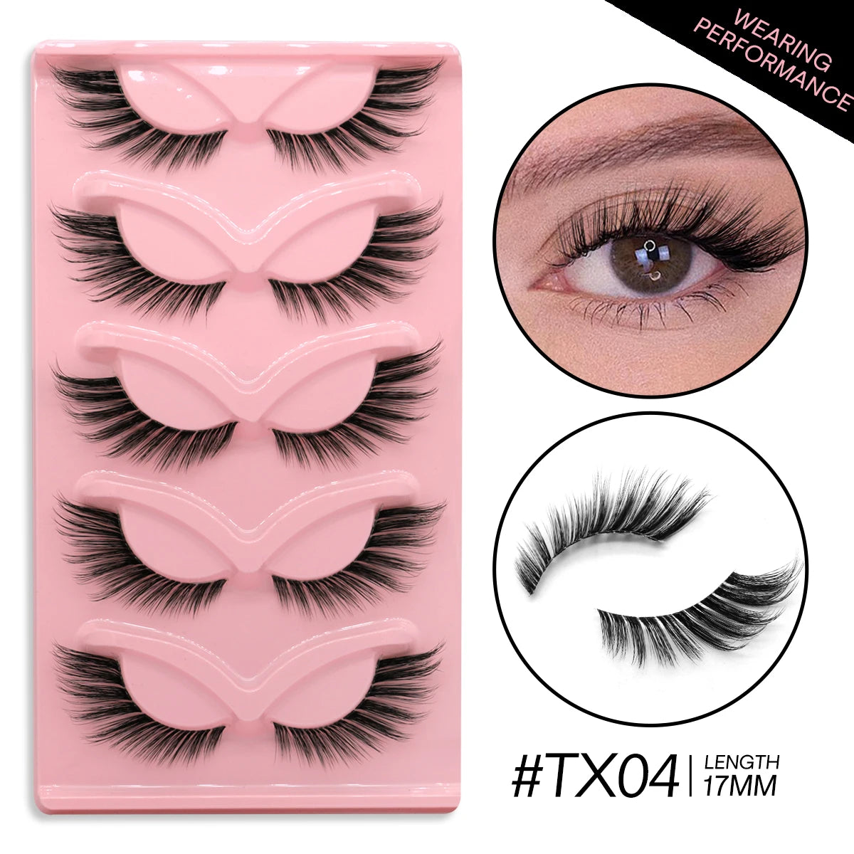 GROINNEYA 5 párov Mačacie mihalnice Prírodné falošné mihalnice Fluffy Soft Cross Umelé norkové mihalnice Natural Winged End Eye Predĺžené