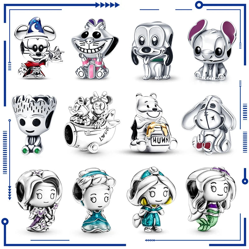 Novinka v sérii Disney Charm Beads Hodí sa k Pandora Original Charms náramok pre ženy 925 Strieborný prívesok s korálkami DIY šperky Hot Sale