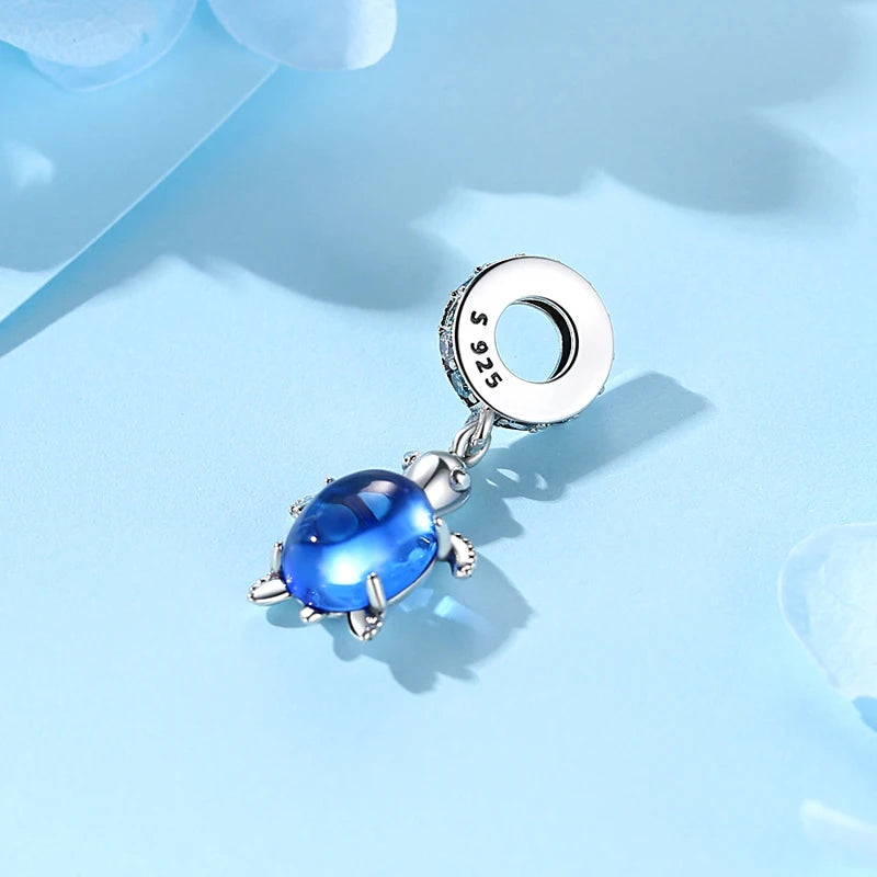 Originálne 925 Sterling Silver Charms Love Heart Korytnačka Murano Glass Prívesok Korálky Fit Pan náramok Náhrdelník Šperky pre ženy