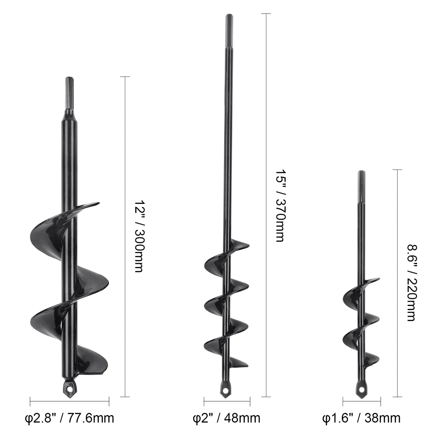 Šnekový vrták VEVOR na pestovanie záhradných vrtákov Špirálový vrták na cibuľoviny Sadenie a hĺbenie otvorov Šesťhranný vrták