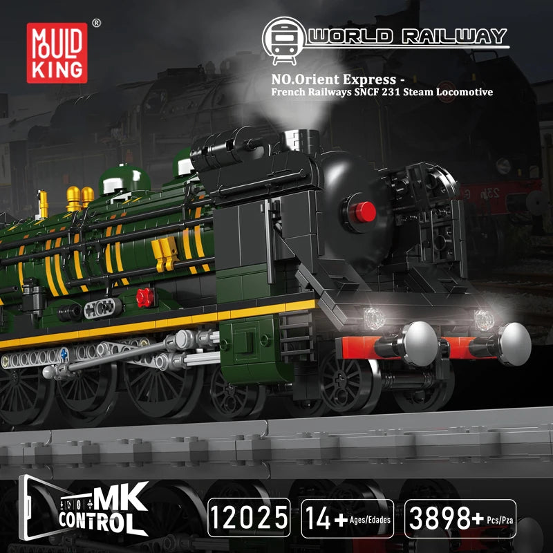 Mold King 12025 Technická stavebnica auta RC motorizované francúzske železnice SNCF 231 Parná lokomotíva Modely vlakov Hračky Darček pre deti