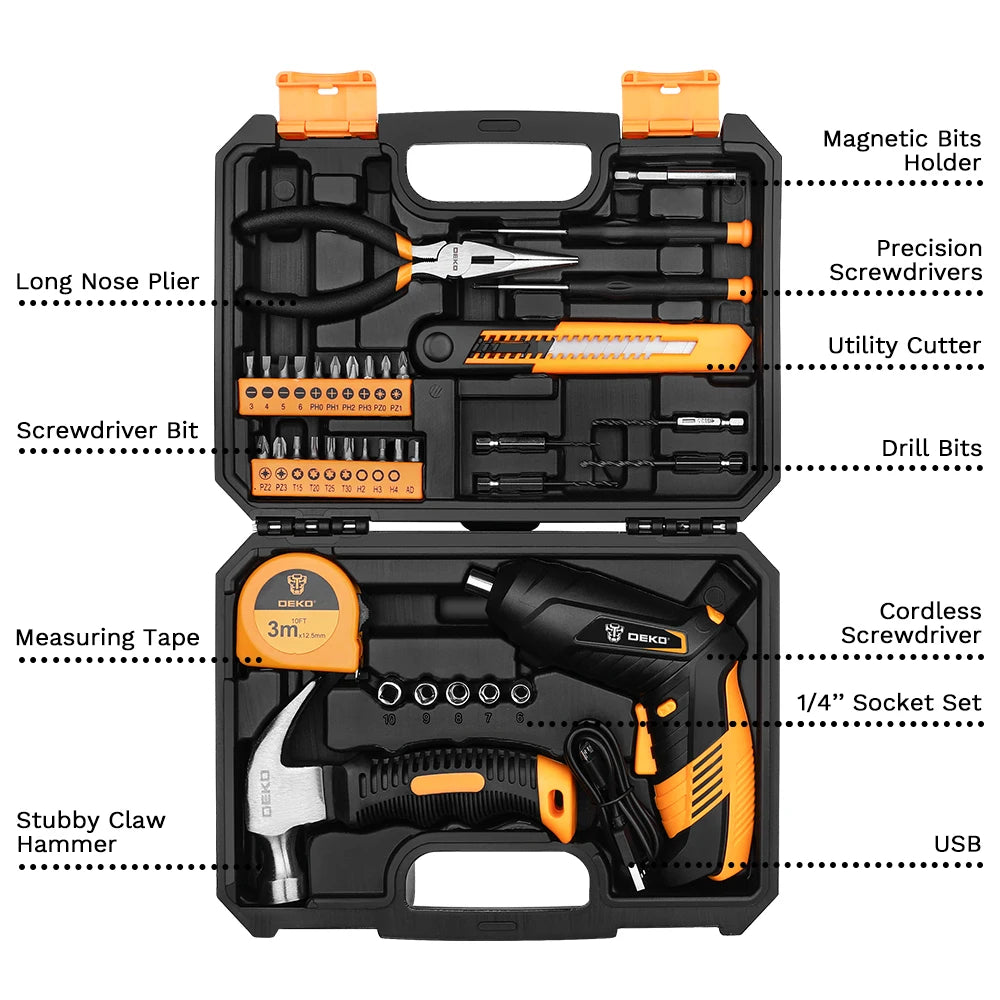 Akumulátorový elektrický skrutkovač DEKO DKCS3.6O1 Dobíjacia napájacia batéria Skrutkovač Otočná rukoväť LED baterka Elektrické náradie