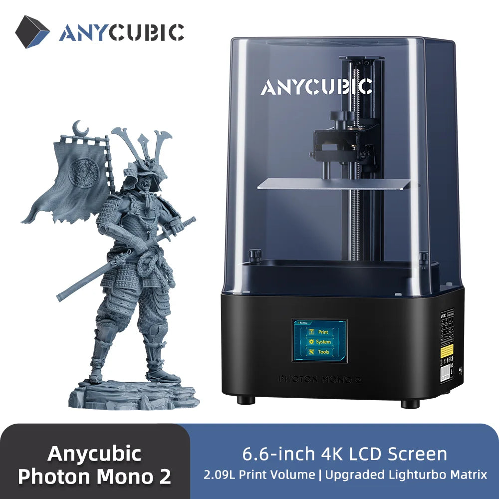 ANYCUBIC Photon Mono 2 LCD UV živicová 3D tlačiareň Vysokorýchlostná 3D tlač 6,6" 4K+ čiernobiela obrazovka 165*143*89mm Veľkosť tlače