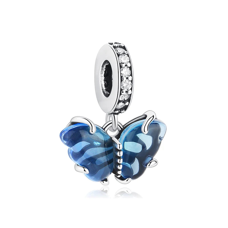 Originálne 925 Sterling Silver Charms Love Heart Korytnačka Murano Glass Prívesok Korálky Fit Pan náramok Náhrdelník Šperky pre ženy