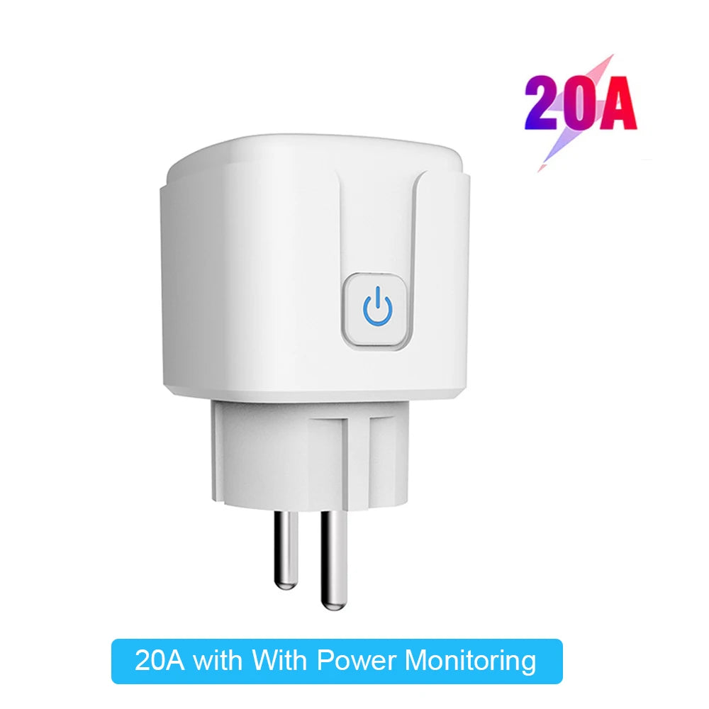 Inteligentná zásuvka Tuya EU16A/20A Wifi inteligentná zástrčka s monitorovaním napájania Podpora diaľkového ovládania APP Smart Life Asistent Google Alexa