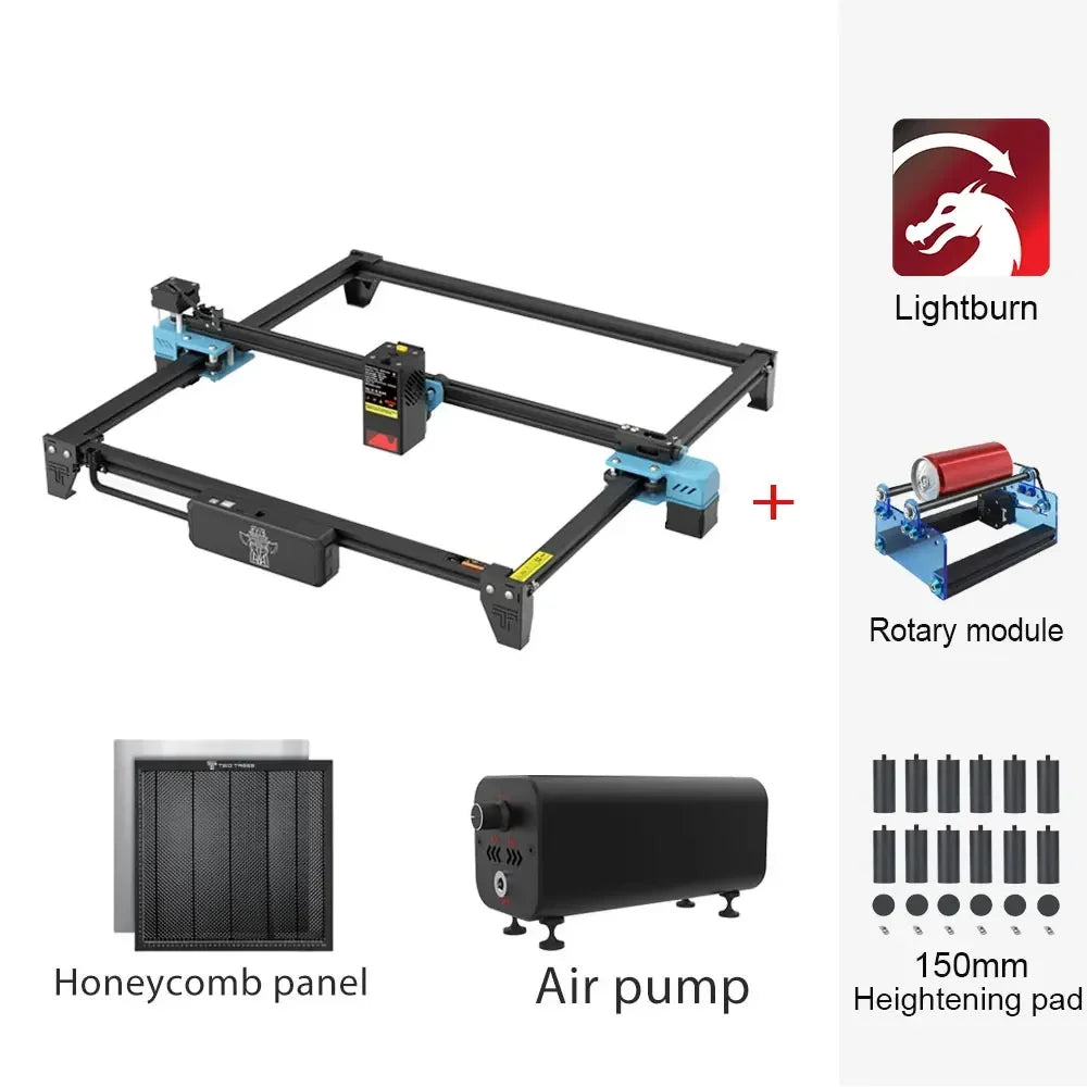 TwoTrees TTS-20 Pro CNC kovová laserová gravírovacia podpora Offline ovládanie laserovej rezačky Kožené drevené akrylové nástroje s koncovým spínačom