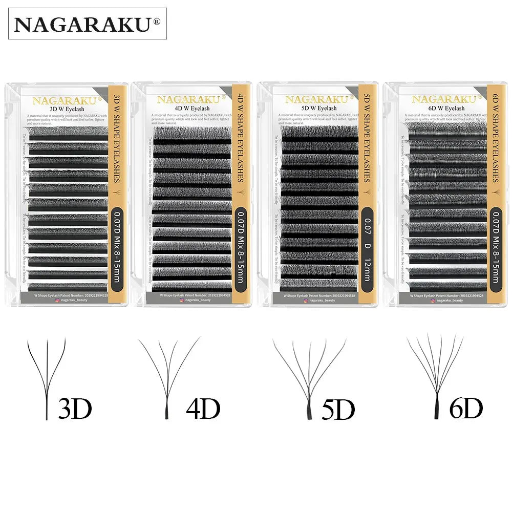 NAGARAKU 3D 4D 5D 6D W Tvar predpripravené ventilátory Automatické kvitnúce predlžovanie mihalníc Prirodzené mäkké svetlo Plná hustota