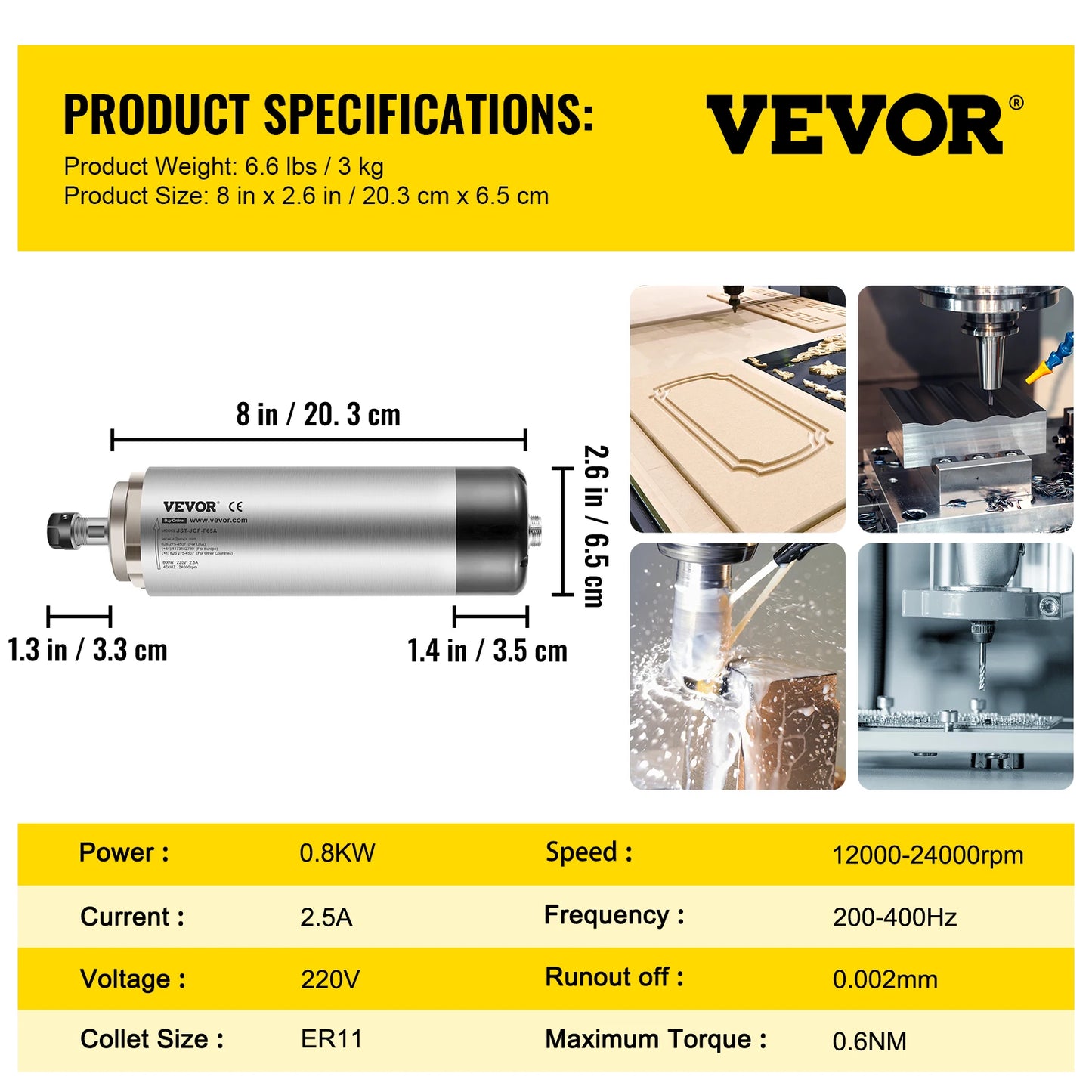 VEVOR vzduchom chladený vretenový motor 0,8 kW 1,5 kW 2,2 kW 4 kW VFD invertor s premenlivou frekvenciou 220 V pre CNC gravírovanie a frézovanie