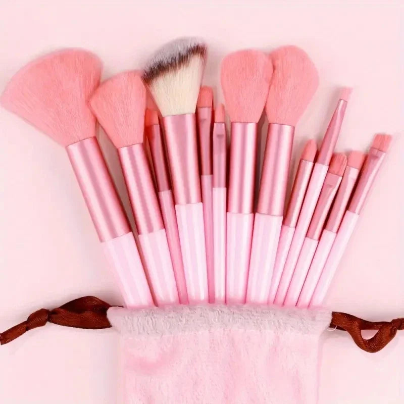 13ks prémiových syntetických nylonových štetinových štetcov na make-up – mäkké, jemné a bez krutosti pre bezchybný podklad, lícenku, púder,