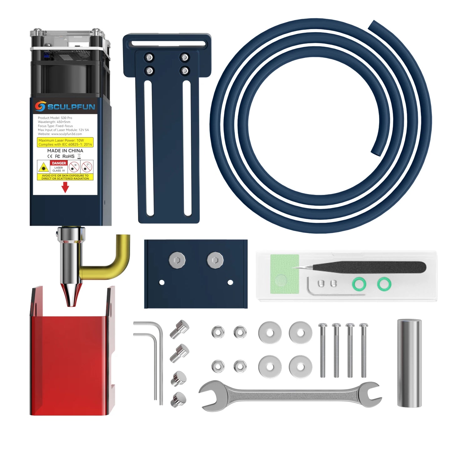 10W laserový modul SCULPFUN S30 Pro s vymeniteľnou šošovkou Vstavaný Air Assist Čisté rezanie pre domácich majstrov na rezanie dreva akrylovým nástrojom