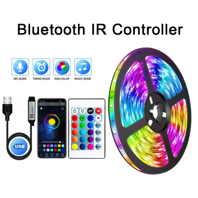 LED pásik RGB 5050 WS2812b Bluetooth ovládanie pomocou aplikácie Chasing Effect Lights Flexibilná páska Dióda Stuha TV Podsvietenie Spálňa Dekorácia