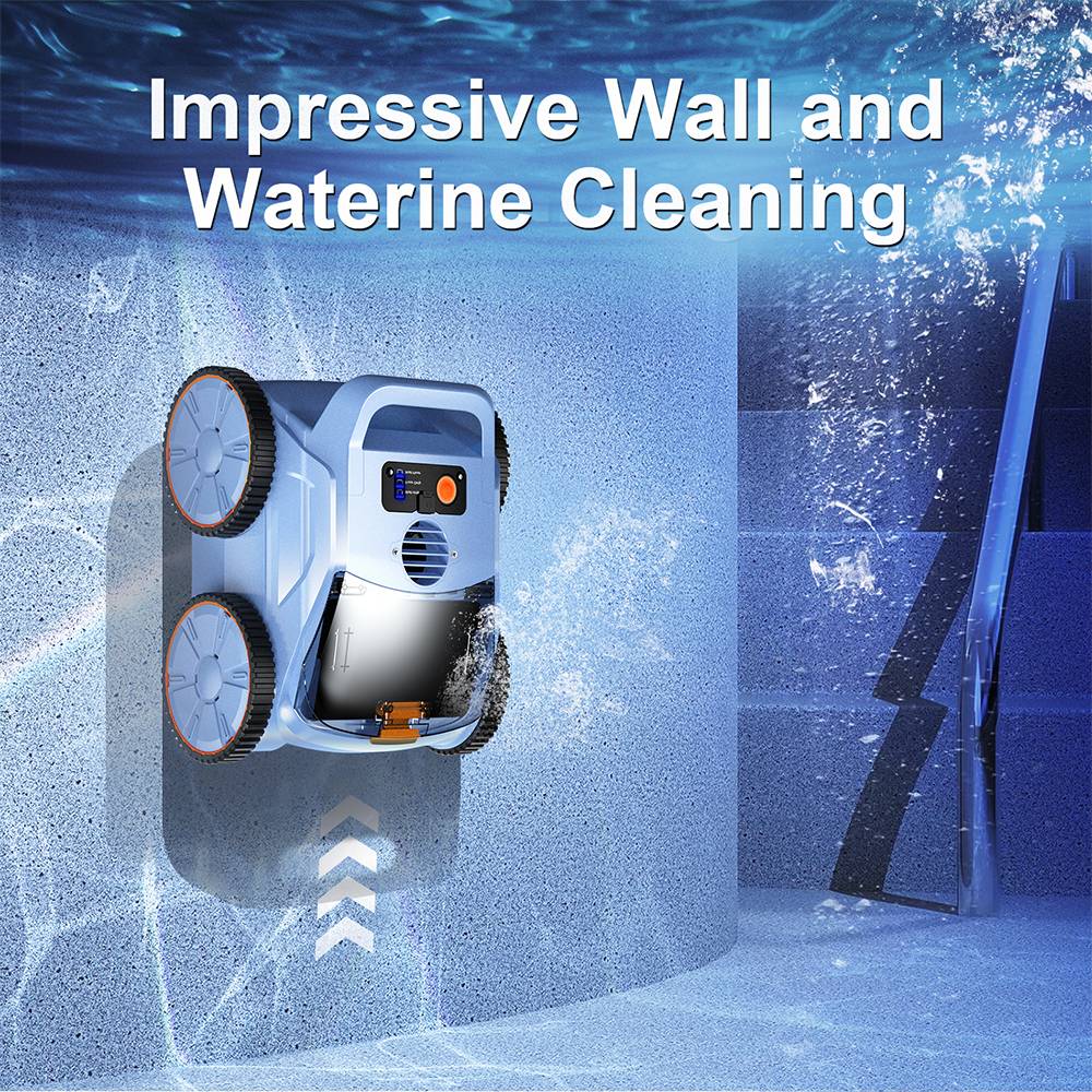SEAUTO SAT 20 Cordless Robotic Pool Vacuum Cleaner, Full Coverage Cleaning, 18,000 Super Strong Suction, 4800GPH Water Rate, 3 Cleaning Modes, Self-Parking, Intelligent Navigation for Inground Pools, Blue