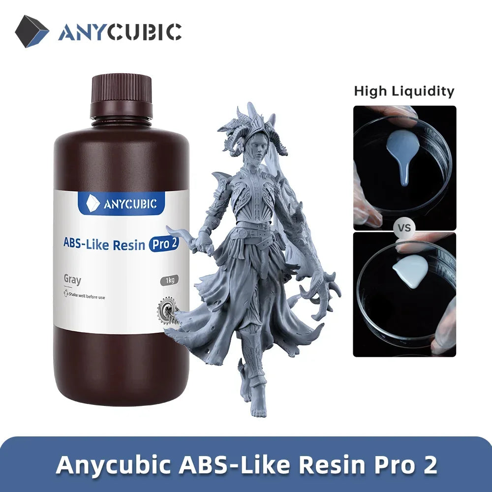 Nové 2 kusy/šarže ANYCUBIC ABS Like+ UV vytvrdzovanie 405nm štandardná fotopolymérová živica ABS 3D živica s vysokou presnosťou pre LCD