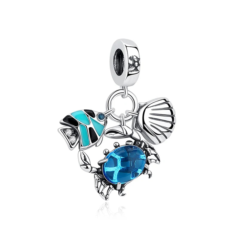 Originálne 925 Sterling Silver Charms Love Heart Korytnačka Murano Glass Prívesok Korálky Fit Pan náramok Náhrdelník Šperky pre ženy