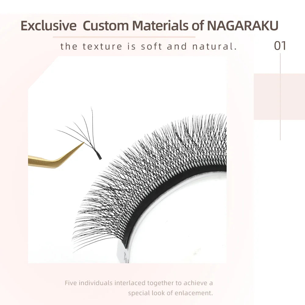 NAGARAKU 5D W Shape Big Bundle Predlžovanie mihalníc Mega Volume Premade Fanúšikovia Mihalnice Super mäkké plné husté mihalnice