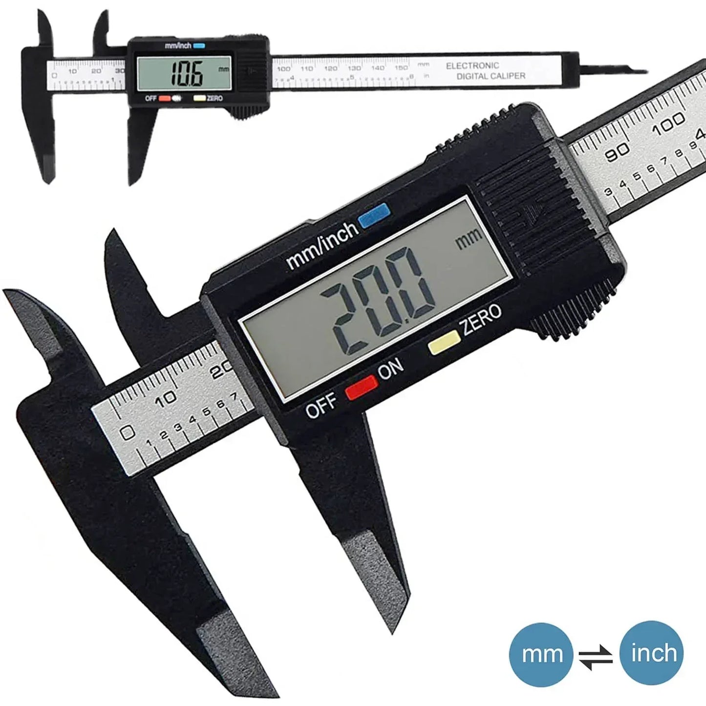 150 mm 100 mm Elektronické digitálne posuvné meradlo Číselník z uhlíkových vlákien Vernier Posuvné meradlo Mikrometer Merací nástroj Digitálne pravítko