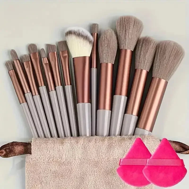 13ks prémiových syntetických nylonových štetinových štetcov na make-up – mäkké, jemné a bez krutosti pre bezchybný podklad, lícenku, púder,
