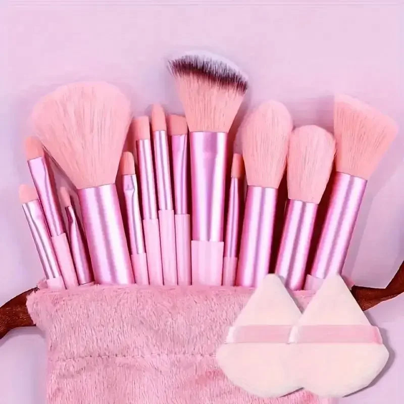 13ks prémiových syntetických nylonových štetinových štetcov na make-up – mäkké, jemné a bez krutosti pre bezchybný podklad, lícenku, púder,