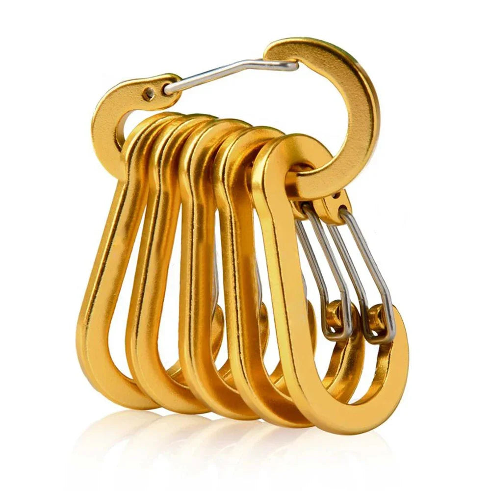 6ks Karabína Príchytka z hliníkovej zliatiny Prívesok na kľúče Spona na zacvaknutie Spona na D-krúžok Vonkajší batoh Kemping Multitool Rybárstvo Turistický háčik