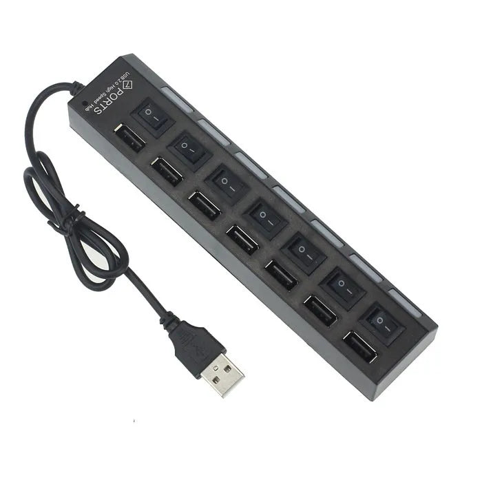 Rozbočovač USB Adaptér 7 v 1 Viac portov Použite napájací adaptér Extensor USB 2.0 PC Počítačové príslušenstvo Prepínač USB pre PC USB port Laptop
