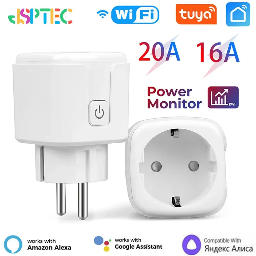 Inteligentná zásuvka Tuya EU16A/20A Wifi inteligentná zástrčka s monitorovaním napájania Podpora diaľkového ovládania APP Smart Life Asistent Google Alexa