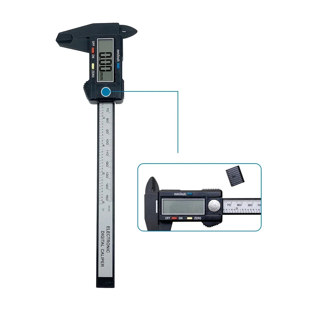 150 mm 100 mm Elektronické digitálne posuvné meradlo Číselník z uhlíkových vlákien Vernier Posuvné meradlo Mikrometer Merací nástroj Digitálne pravítko