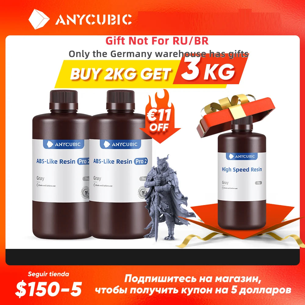 ANYCUBIC ABS Pro 2 Resin 405nm fotocitlivý polyresin, vysoká presnosť s minimálnym zmrštením pre LCD 3D tlačiareň