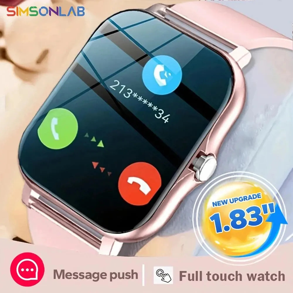 Nové SmartWatch 1,83-palcová veľká farebná obrazovka Plnodotykový vlastný ciferník Inteligentné hodinky Bluetooth Hovor s podporou aplikácií Inteligentné hodinky Ženy Muži
