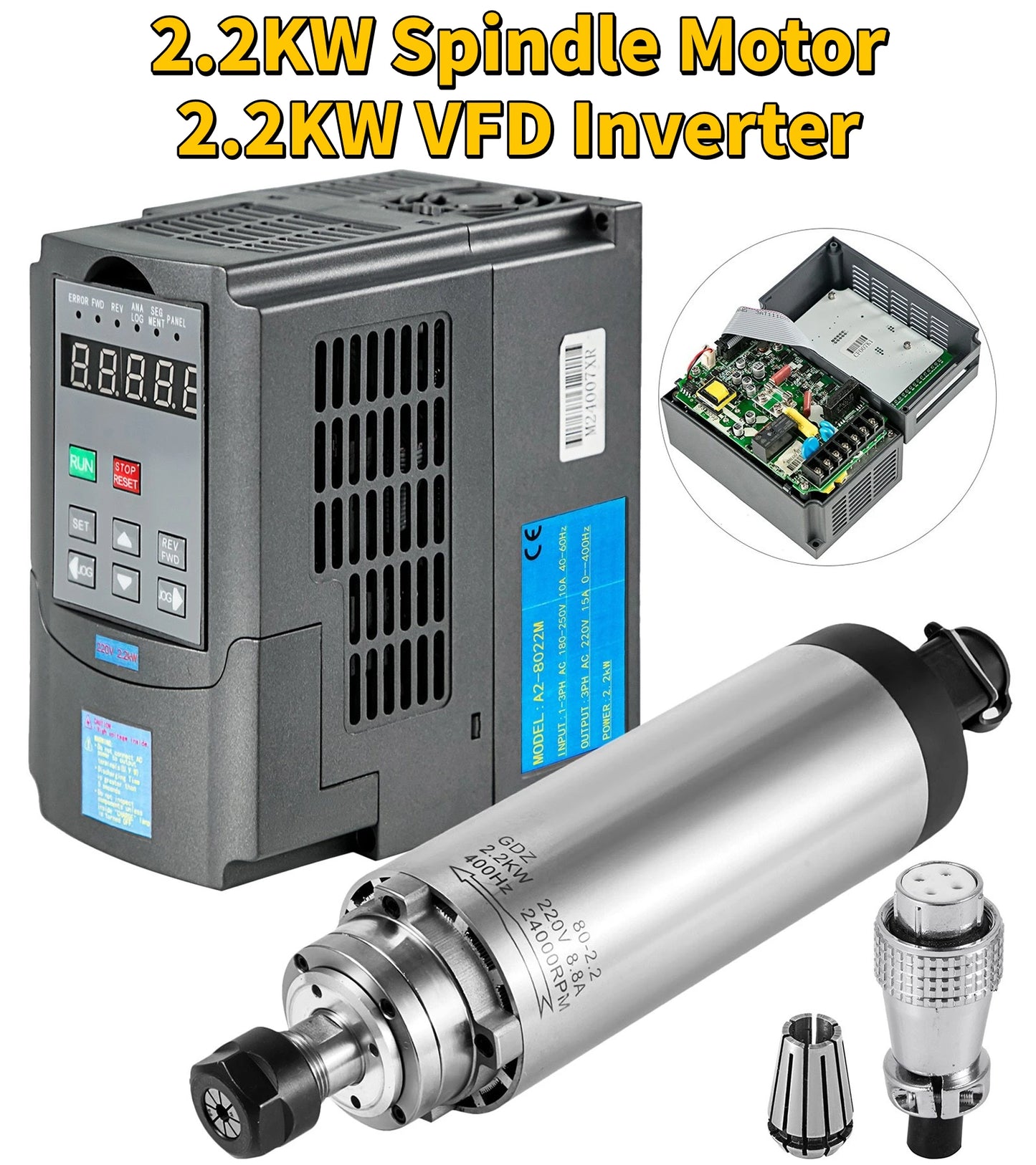 VEVOR vzduchom chladený vretenový motor 0,8 kW 1,5 kW 2,2 kW 4 kW VFD invertor s premenlivou frekvenciou 220 V pre CNC gravírovanie a frézovanie