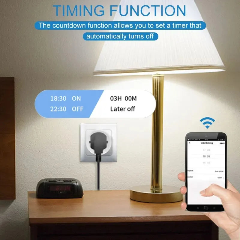 Inteligentná zásuvka Tuya EU16A/20A Wifi inteligentná zástrčka s monitorovaním napájania Podpora diaľkového ovládania APP Smart Life Asistent Google Alexa