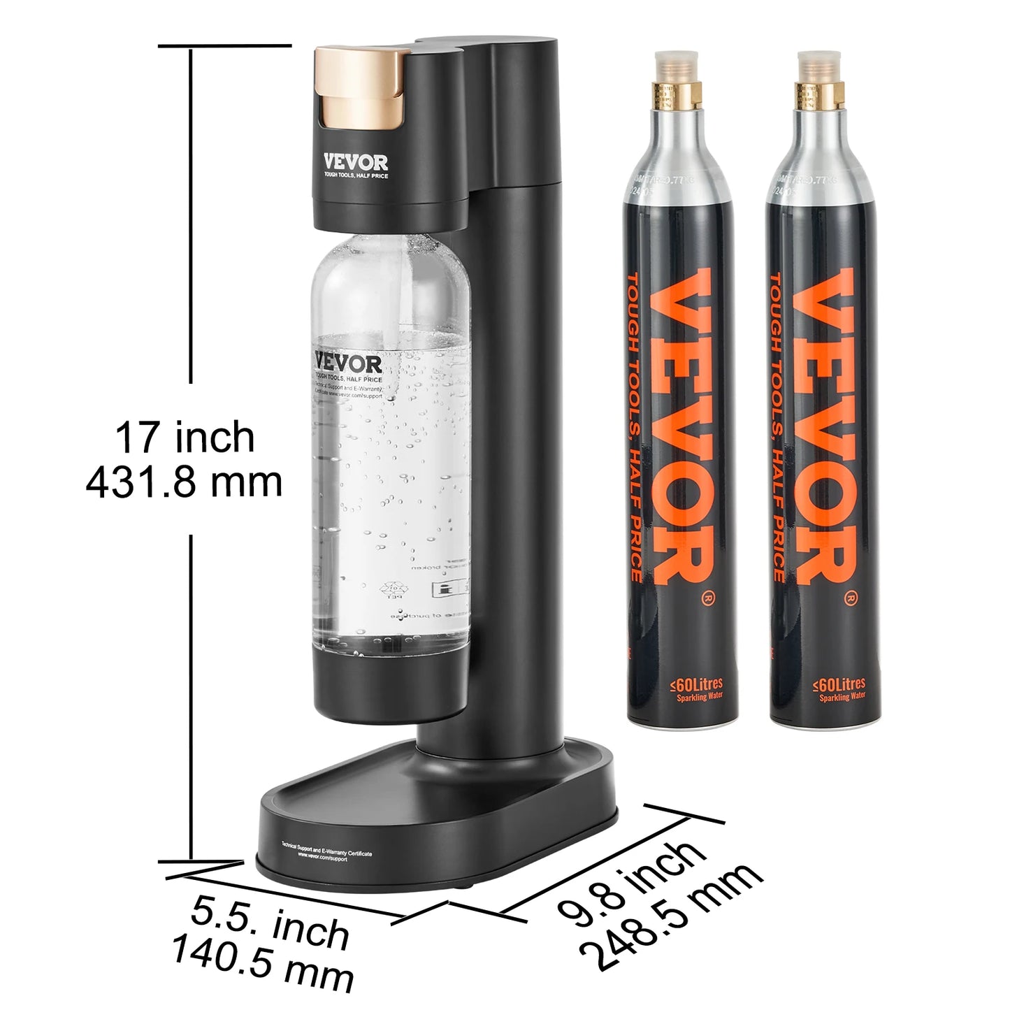 Výrobník perlivej vody VEVOR Stroj na výrobu sódy pre domáce sýtenie vodou Seltzer Starter Kit s bežnou skrutkovacou 60 l nádobou na CO2