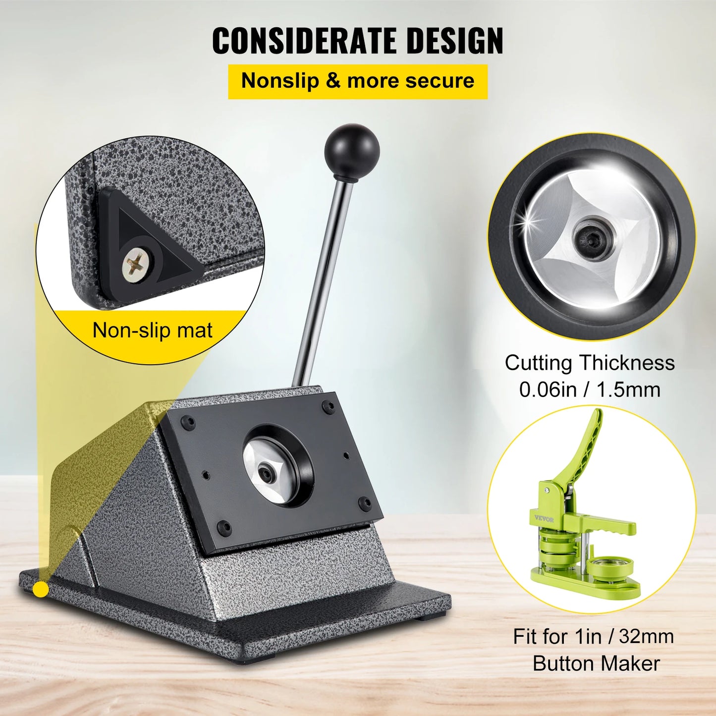 VEVOR 32/44/75MM Ručná kruhová rezačka na papier s okrúhlym odznakom Urob si sám kruhový grafický razník na vysekávanie pre stroj na výrobu gombíkov