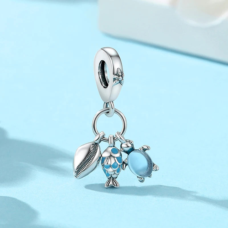 Originálne 925 Sterling Silver Charms Love Heart Korytnačka Murano Glass Prívesok Korálky Fit Pan náramok Náhrdelník Šperky pre ženy