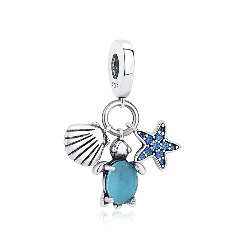 Originálne 925 Sterling Silver Charms Love Heart Korytnačka Murano Glass Prívesok Korálky Fit Pan náramok Náhrdelník Šperky pre ženy